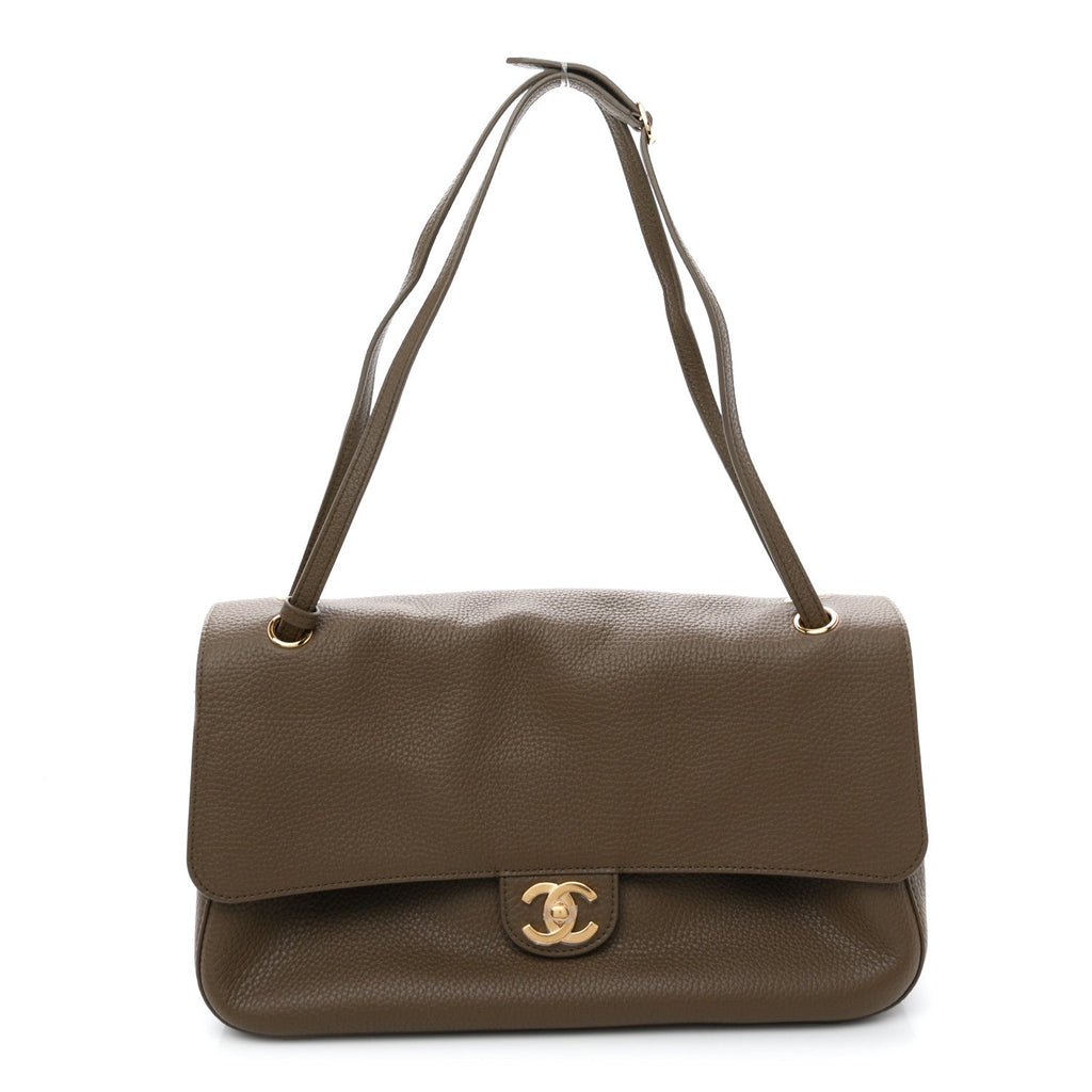 Grained Calfskin Small Souplissimo Maxi Flap Light Brown