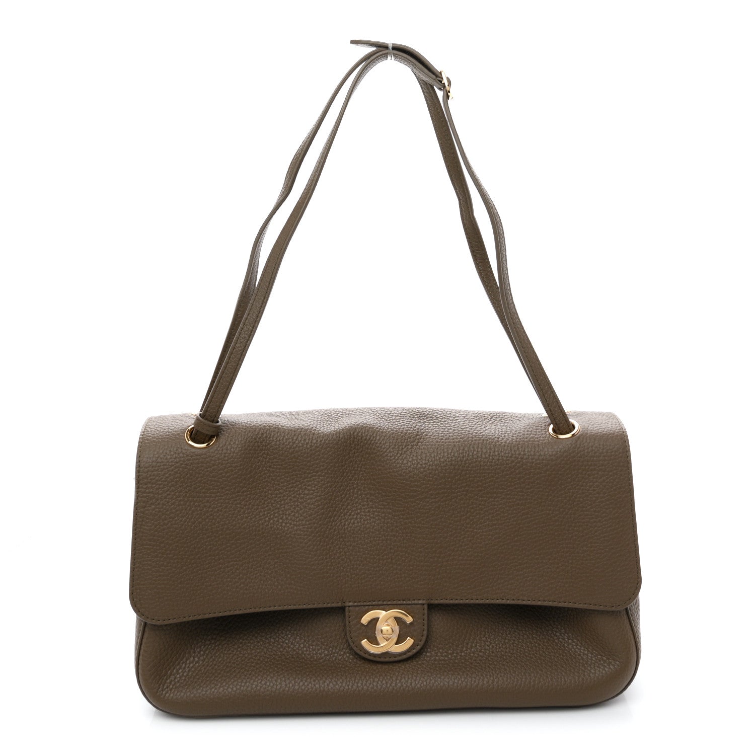 Grained Calfskin Small Souplissimo Maxi Flap Light Brown