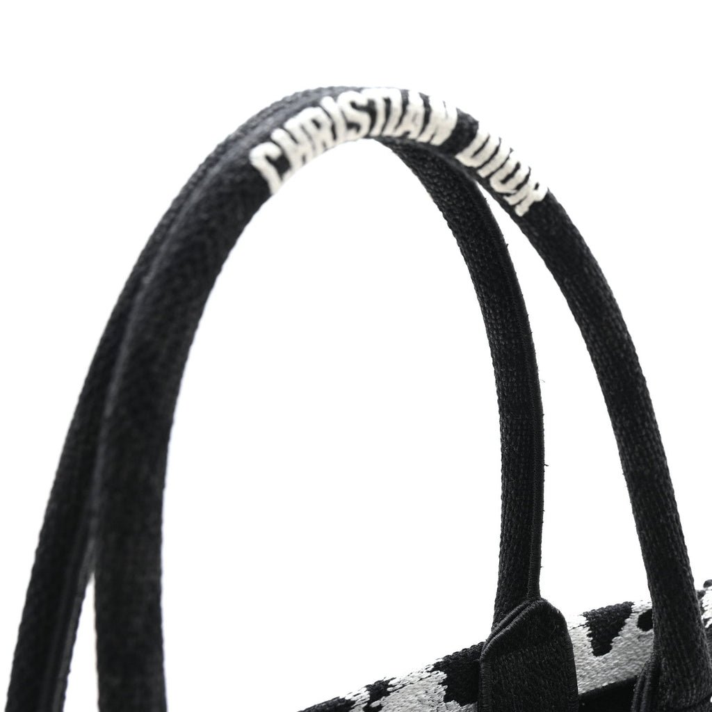 Canvas Embroidered Medium Paris Book Tote Black White