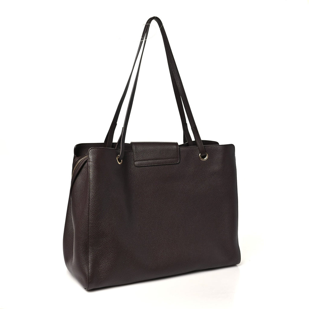 Grained Calfskin Large Shopping Bag Brown
