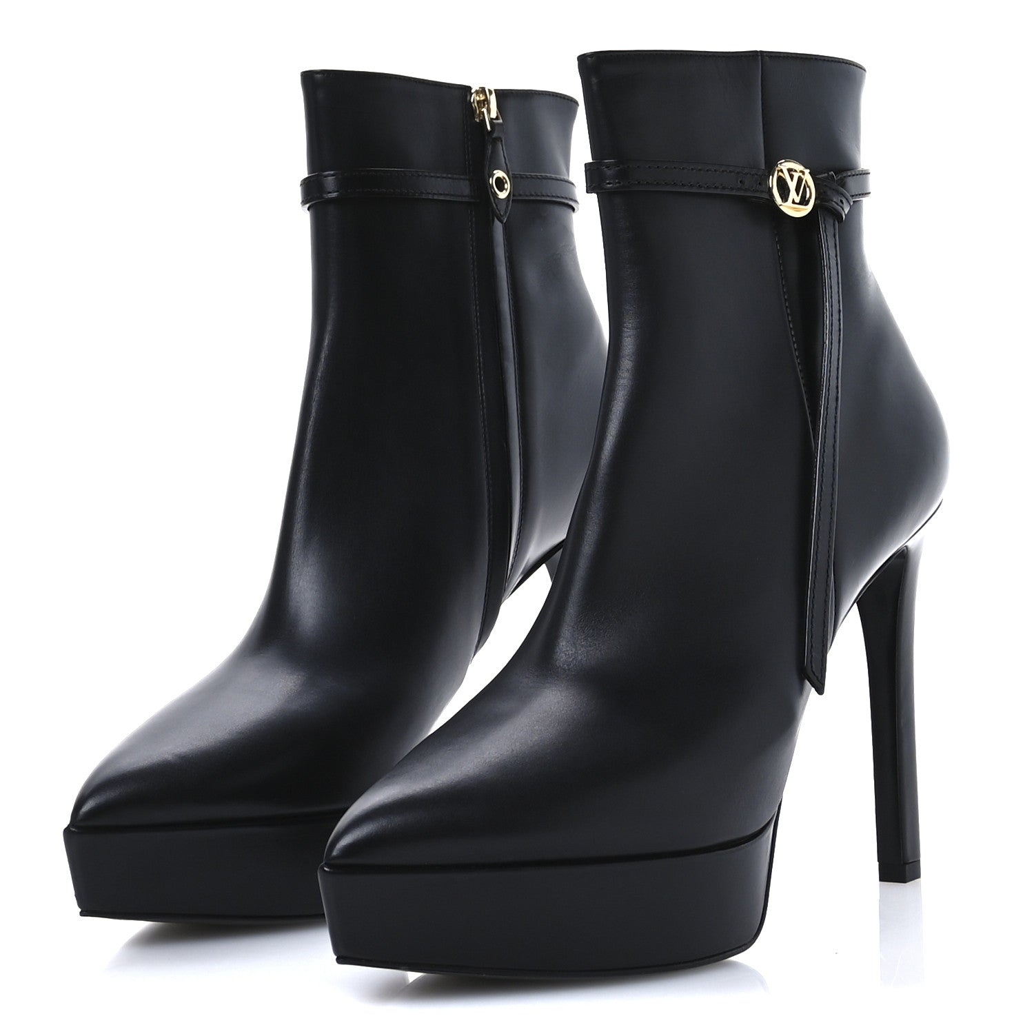 Calfskin LV Roxy Platform Ankle Boots 41 Black