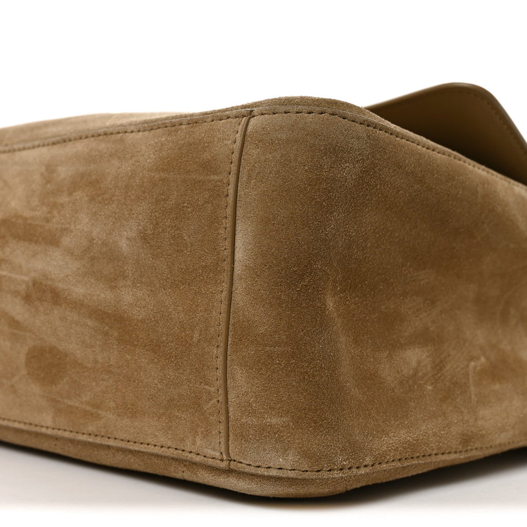 Suede Calfskin Souplissimo Maxi Flap Dark Beige