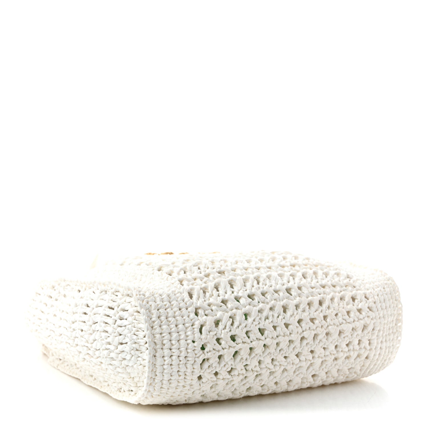 Raffia Crochet Woven Tote Bag White