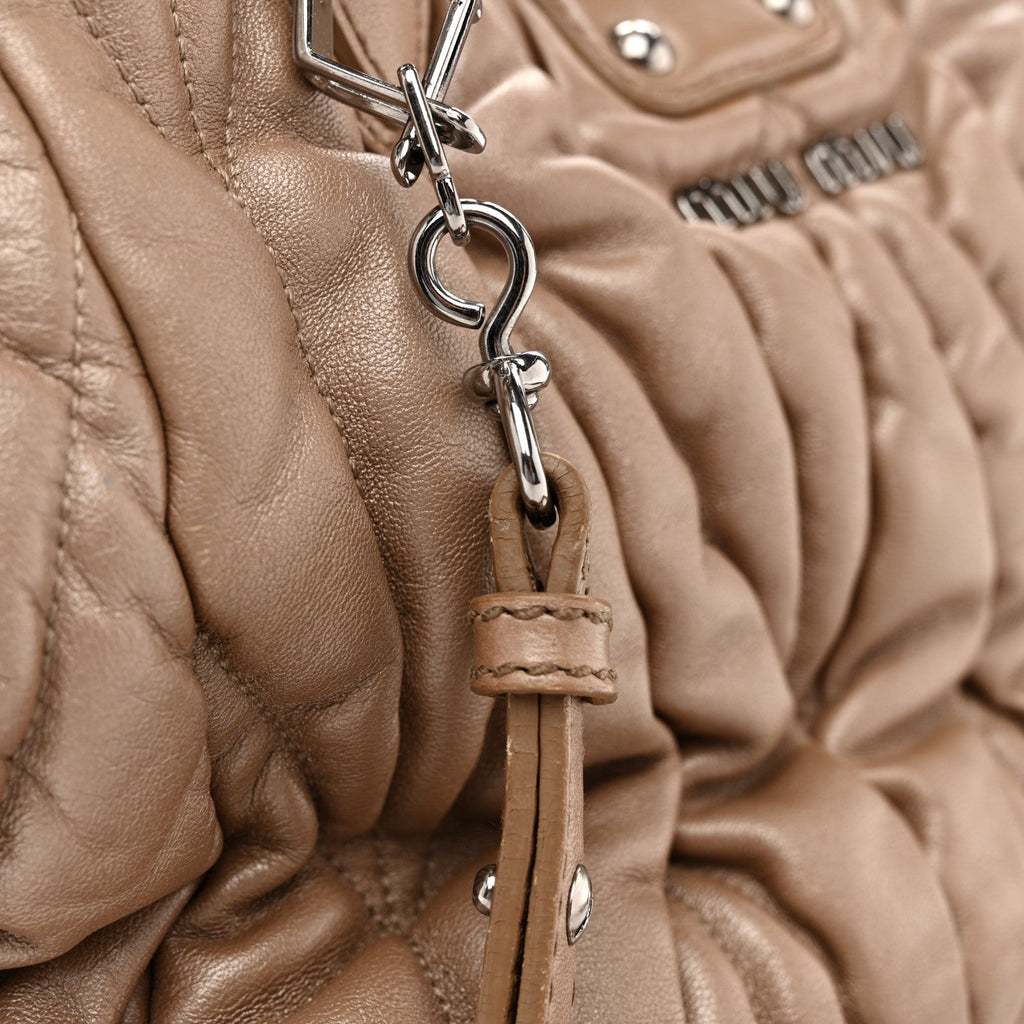 Metallic Nappa Matelasse Top Handle Satchel Cammeo