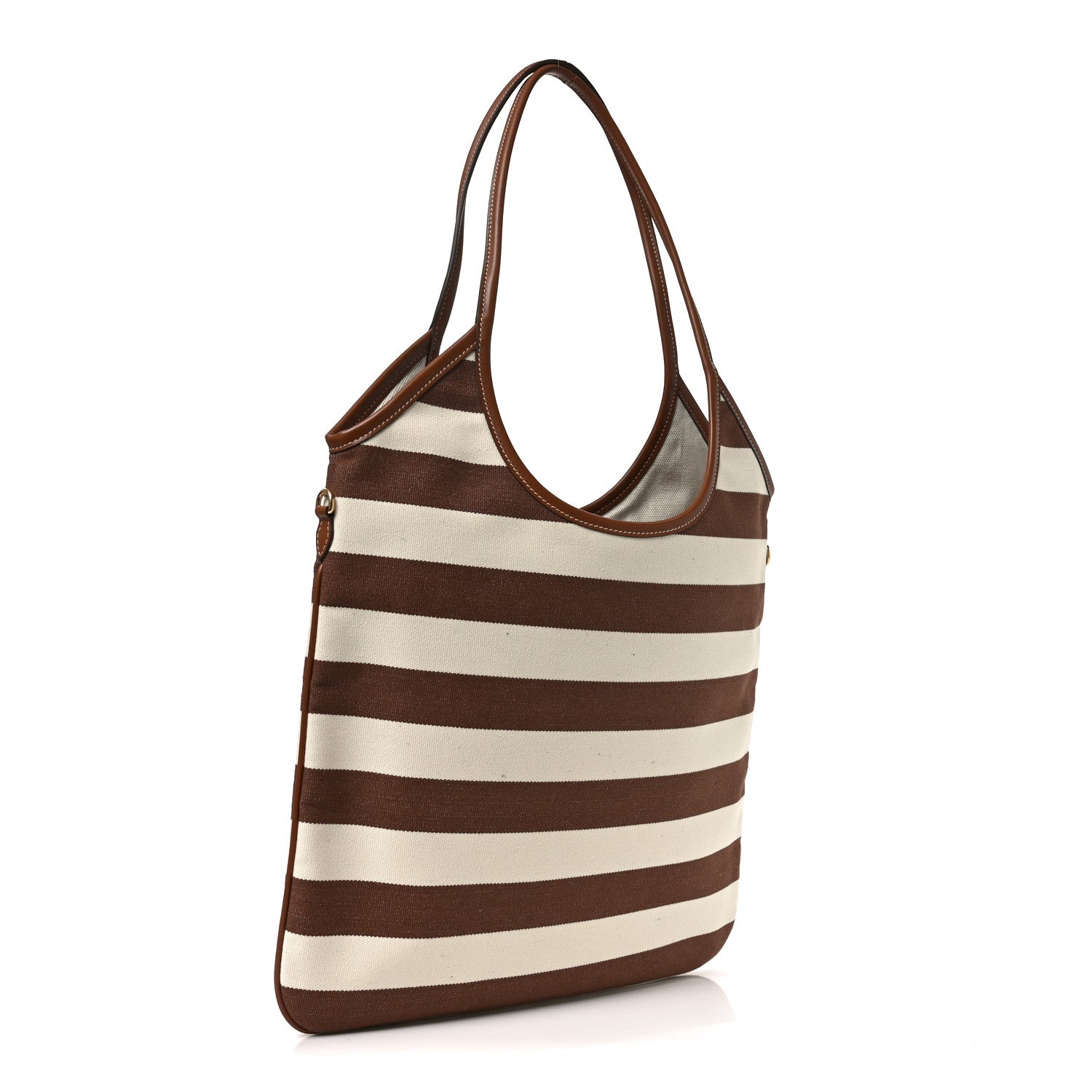 Canvas Calfskin Striped Ivy Cacao Naturale