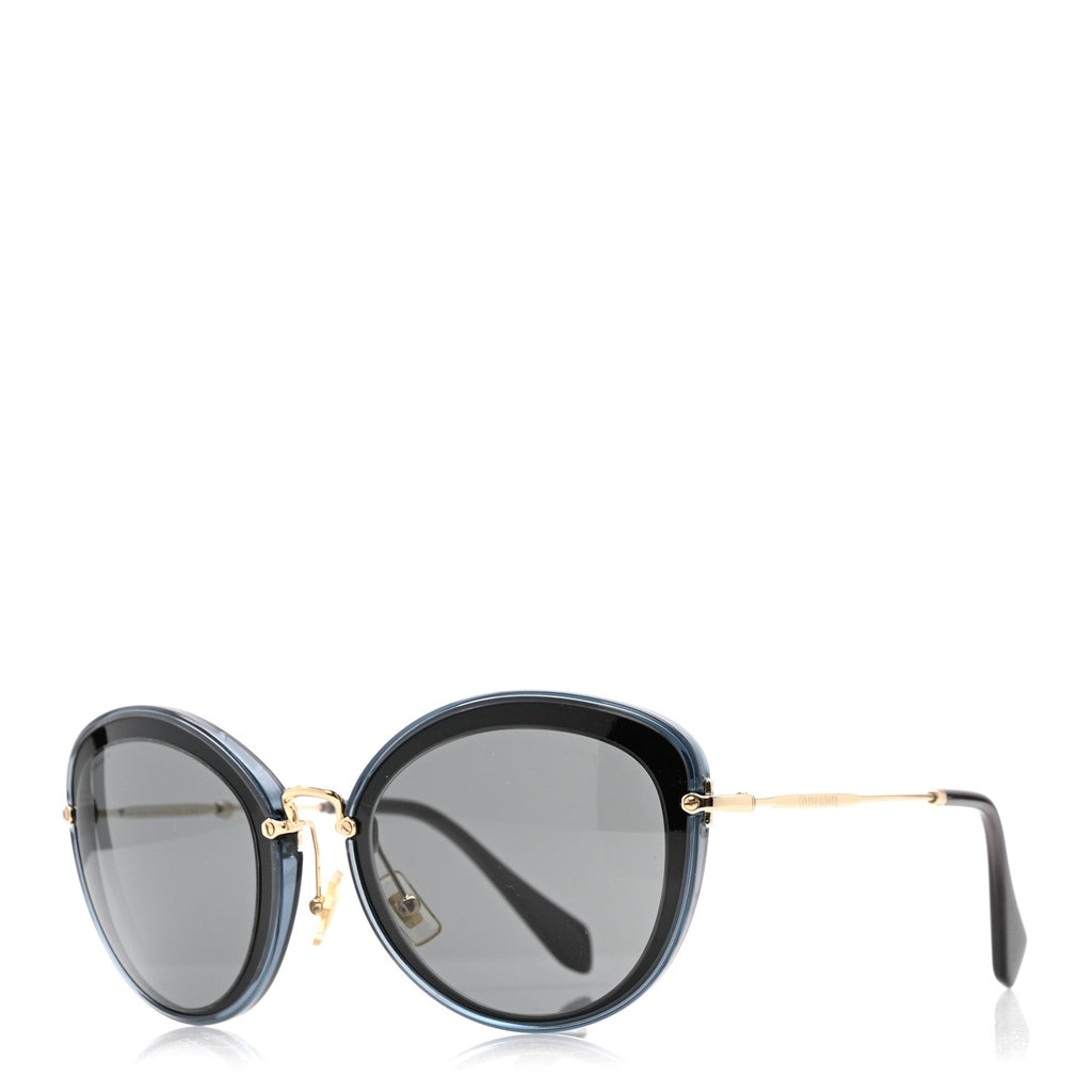 Metal Acetate Round Sunglasses SMU 50R Blue Gold