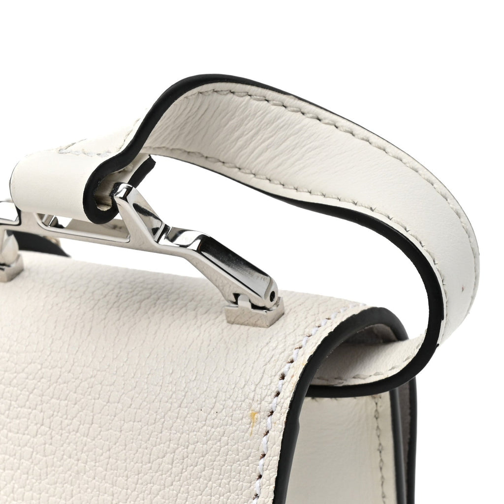 Goatskin Madras Soft Calf Crystal Embellished Shoulder Bag Bianco
