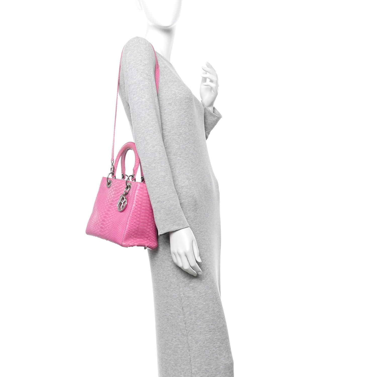 Snakeskin Medium Lady Dior Pink