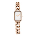 18K Beige Gold Diamond Bezel Mother of Pearl 16mm Chain Premiere Quartz Watch
