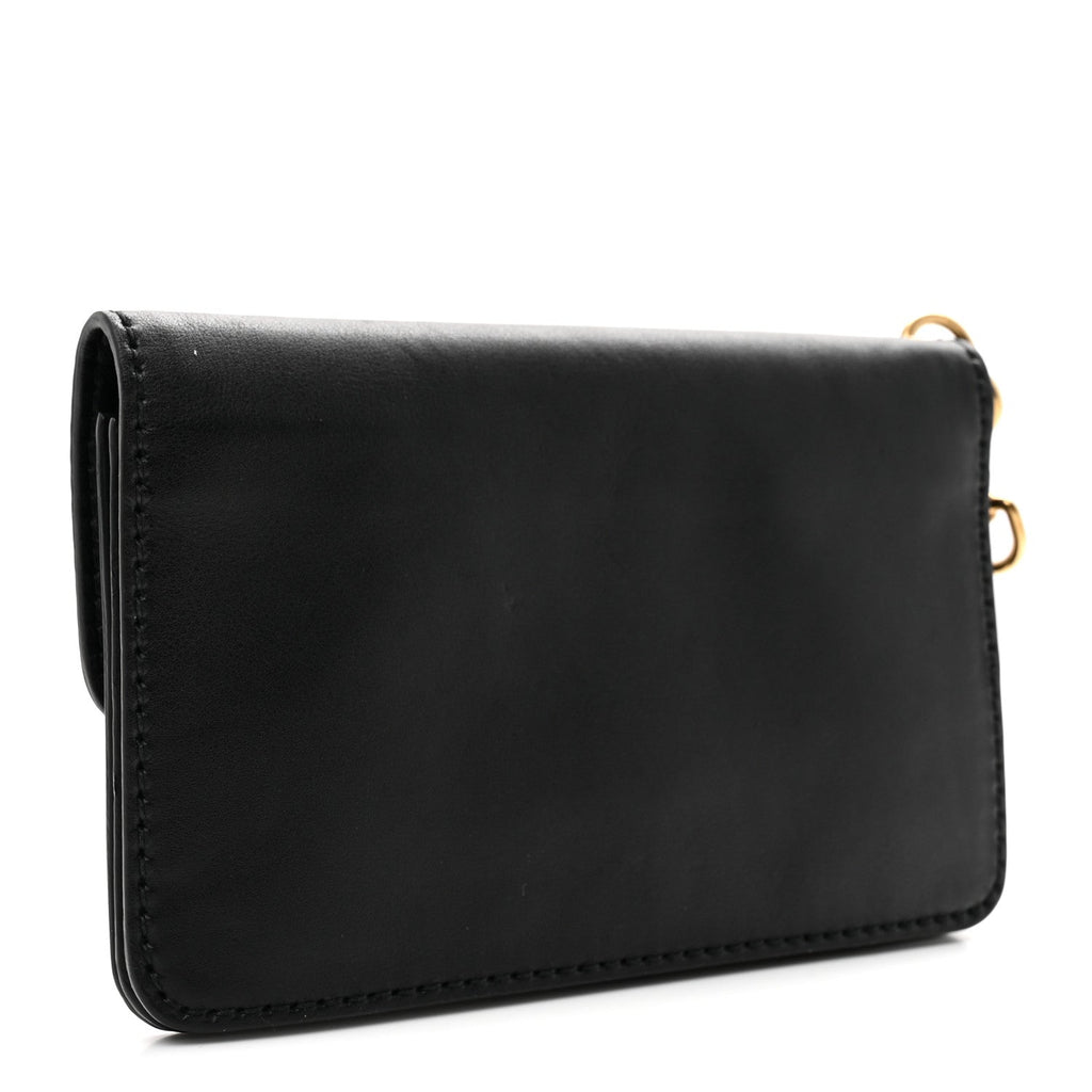 Calfskin Dioraddict Wristlet Clutch Black