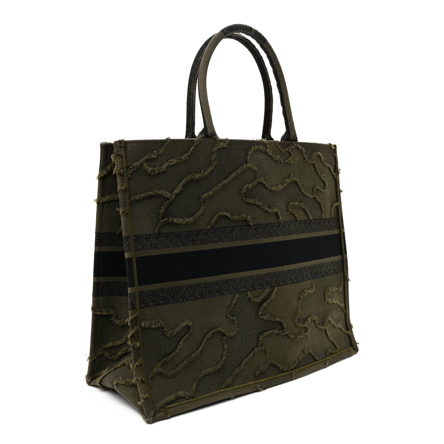 Canvas Embroidered Camouflage Large Book Tote Green
