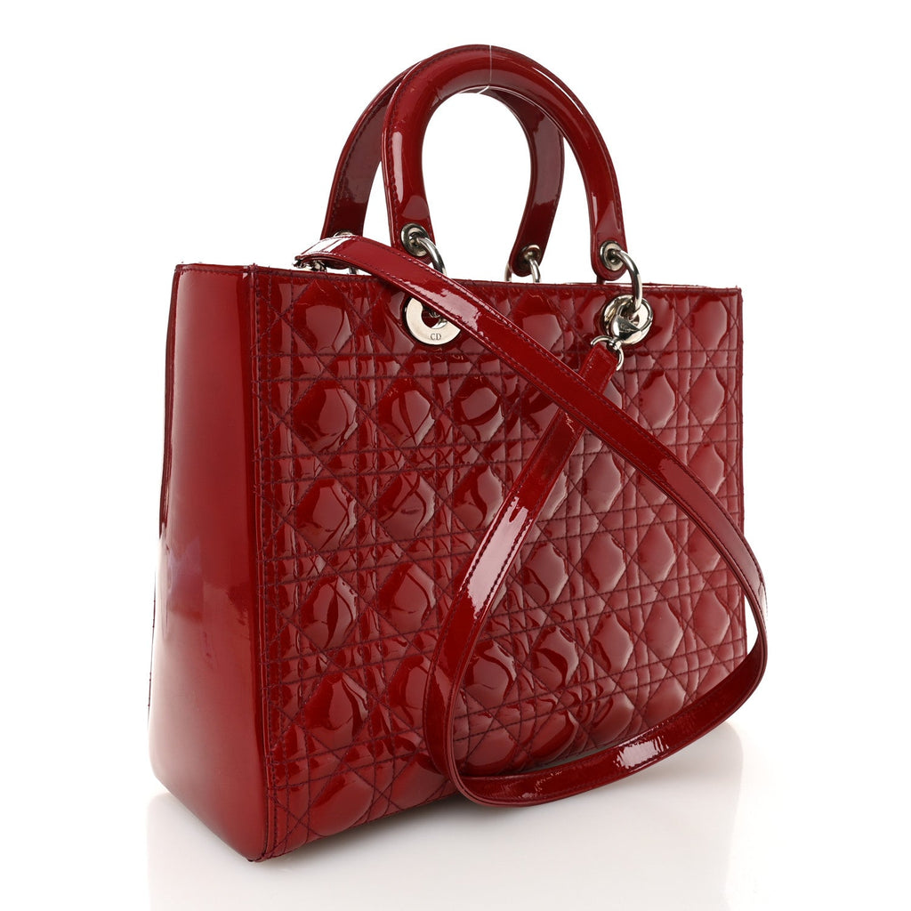 Patent Cannage Large Lady Dior Red