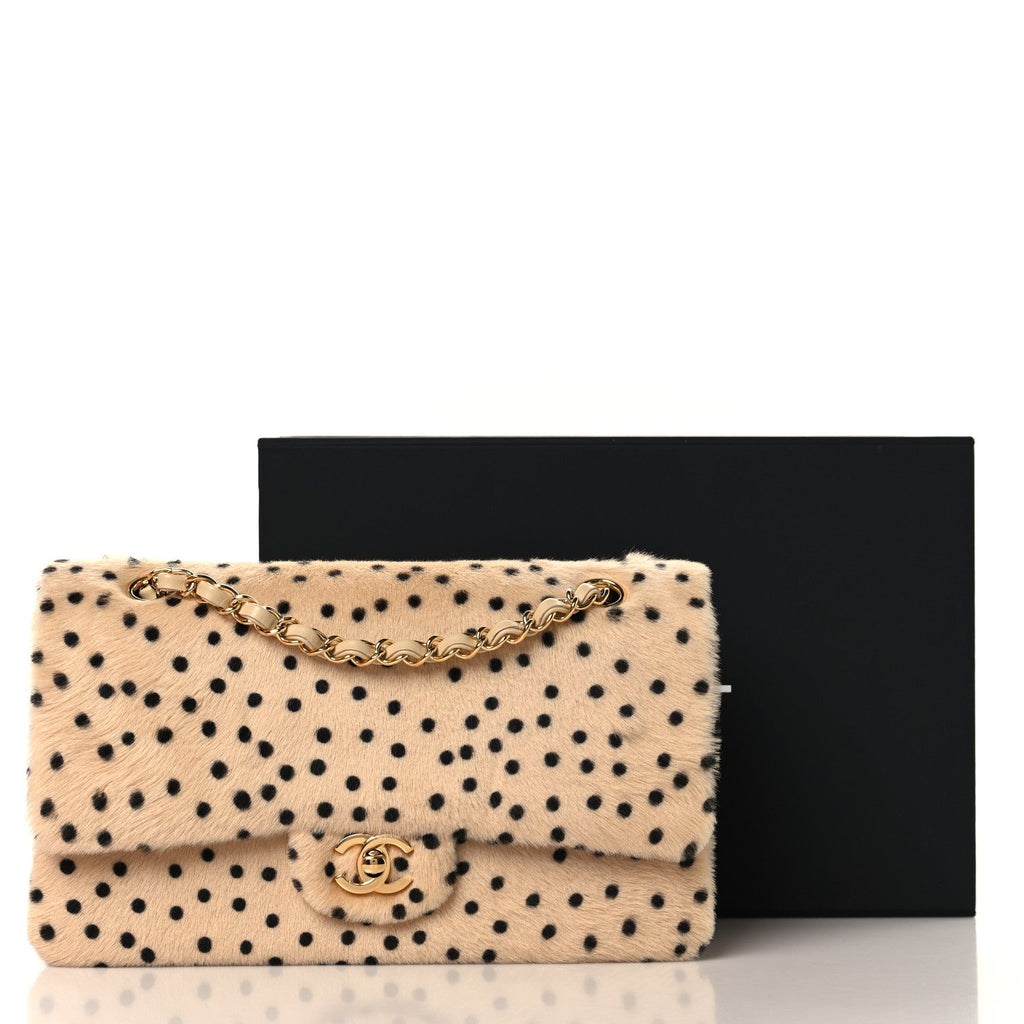 Pony Hair Cheetah Printed Creative Fabrics Flap Light Beige Black