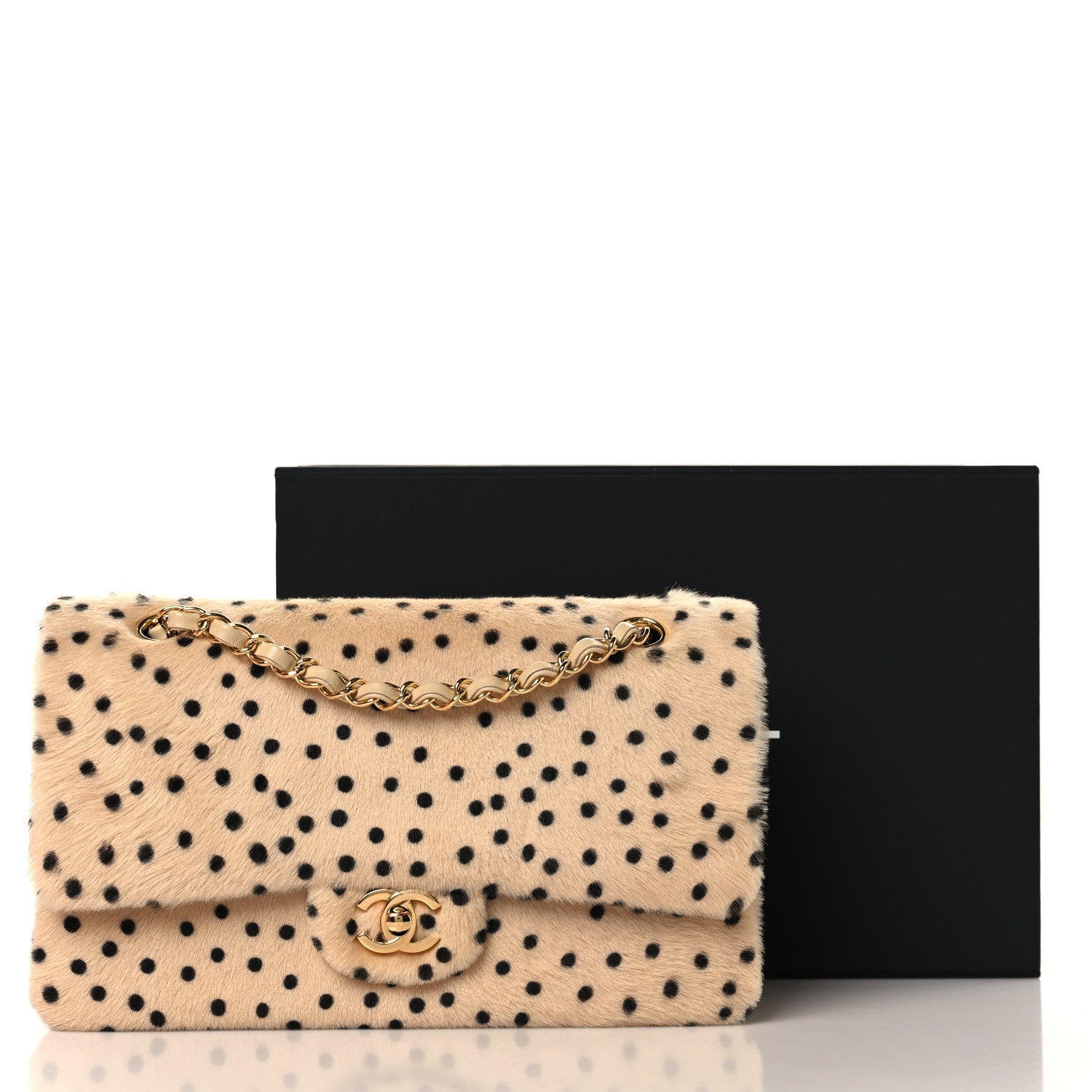 Pony Hair Cheetah Printed Creative Fabrics Flap Light Beige Black