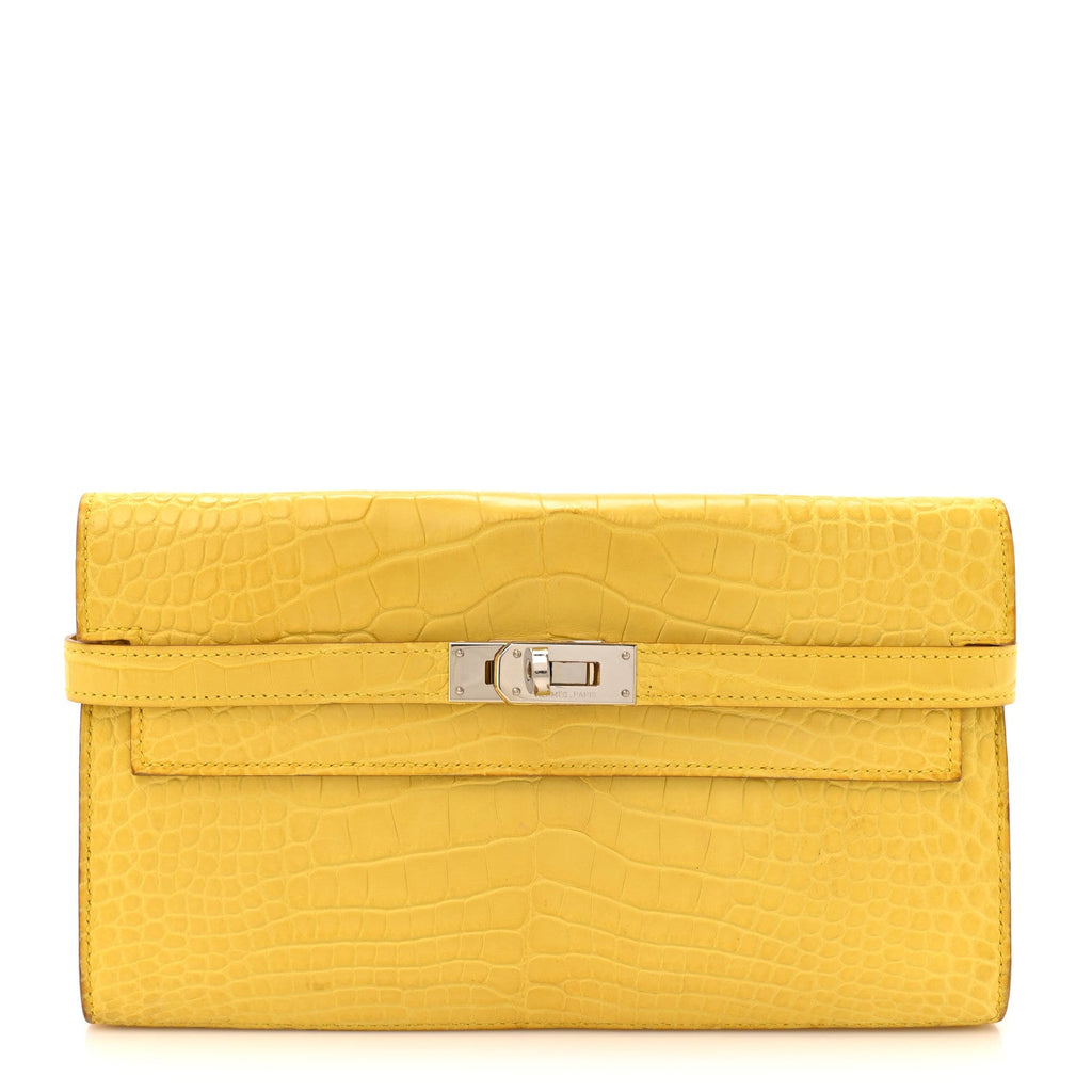 Matte Alligator Kelly Longue Wallet Mimosa