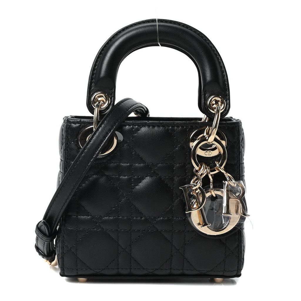 Lambskin Cannage Micro Lady Dior Black