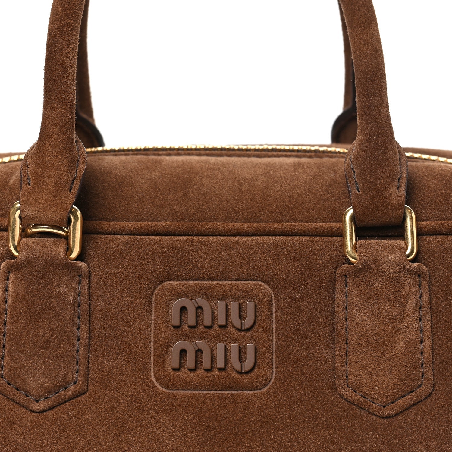 Suede Padded Regular Arcadie Top Handle Bag Cacao
