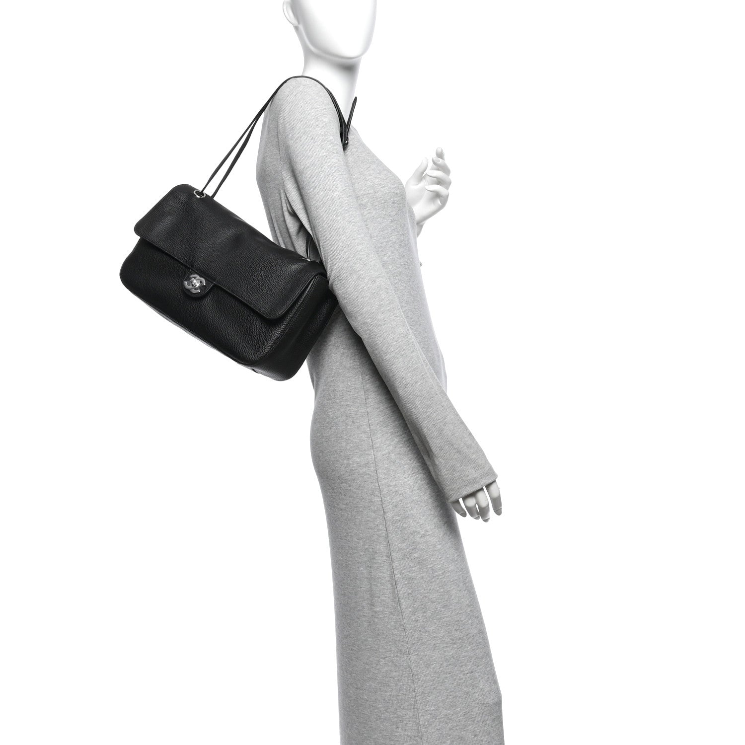 Grained Calfskin Small Souplissimo Maxi Flap Black