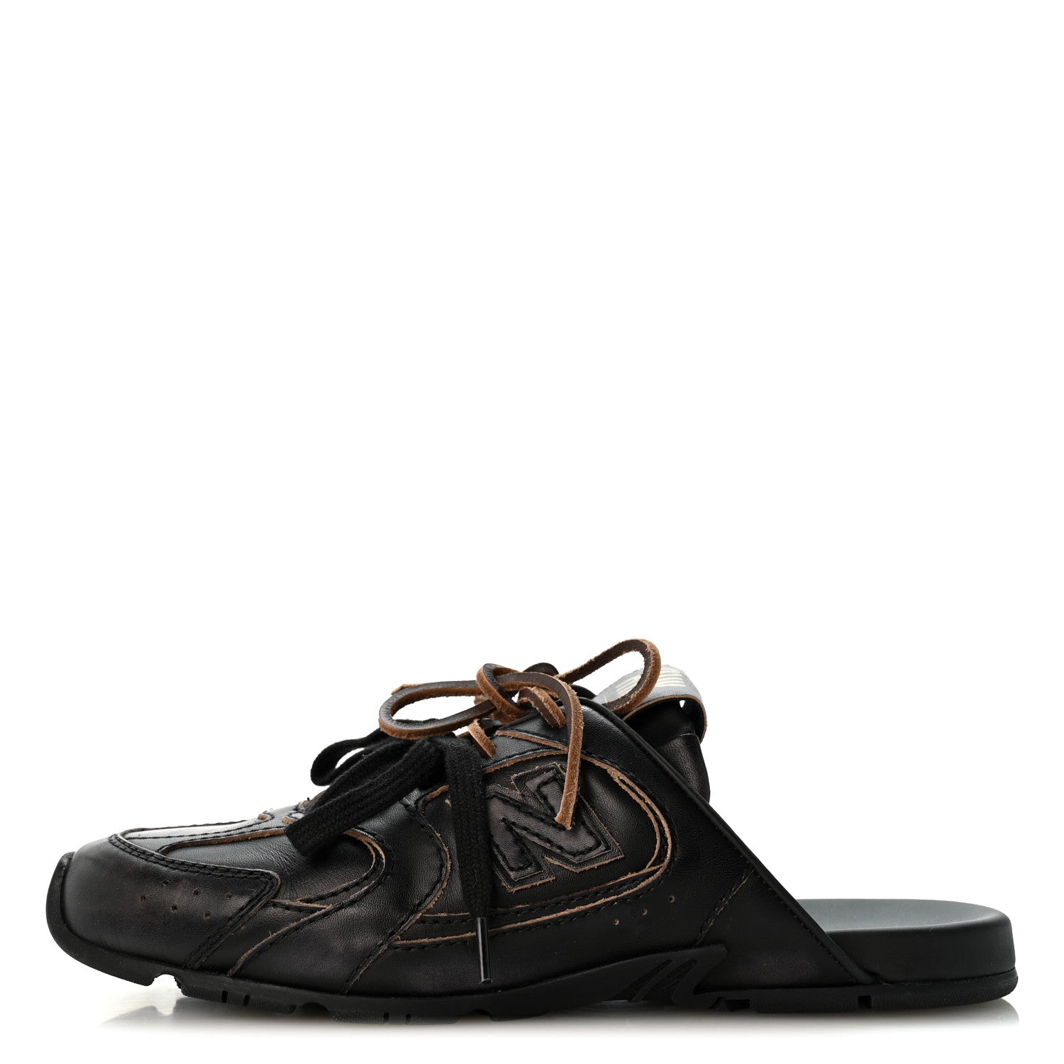 X NEW BALANCE Bleached Calfskin 530 SL Slip-On Sneakers Mules 37 Black
