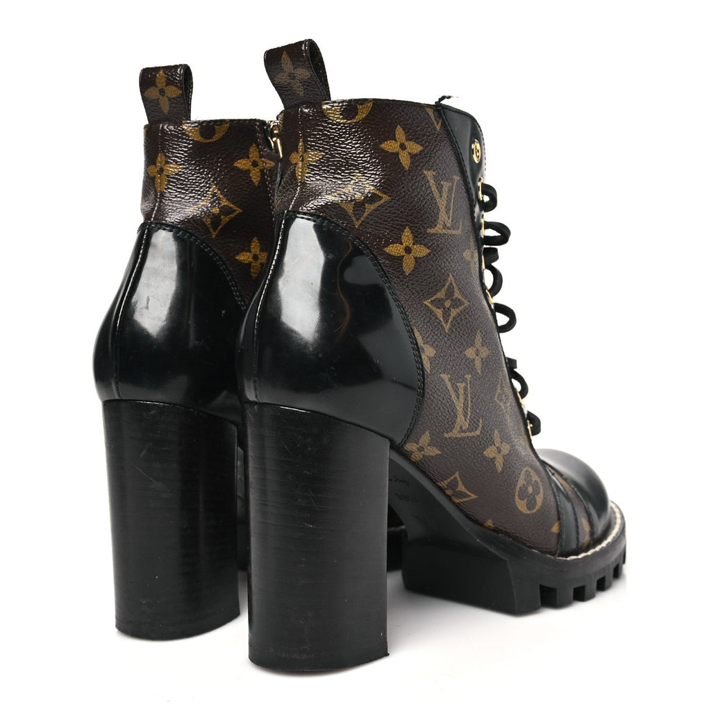 Patent Calfskin Monogram Star Trail Ankle Boots 38.5 Black