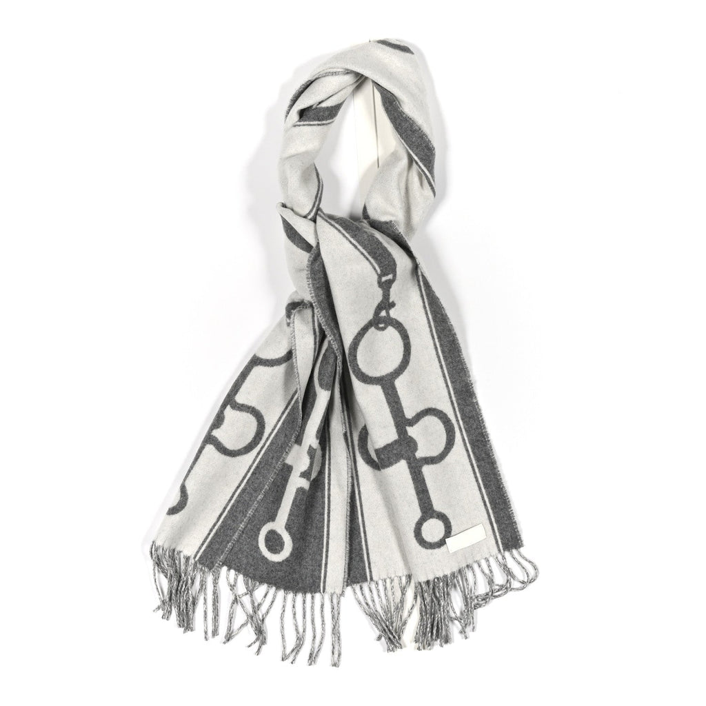 Cashmere Casaque Mors Muffler Ivoire Gris Flanelle