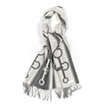 Cashmere Casaque Mors Muffler Ivoire Gris Flanelle