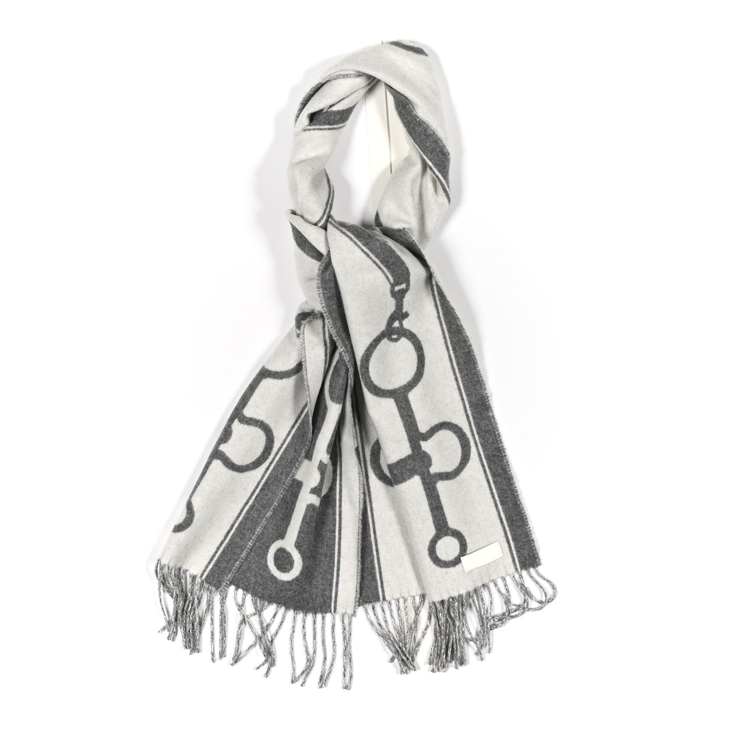 Cashmere Casaque Mors Muffler Ivoire Gris Flanelle