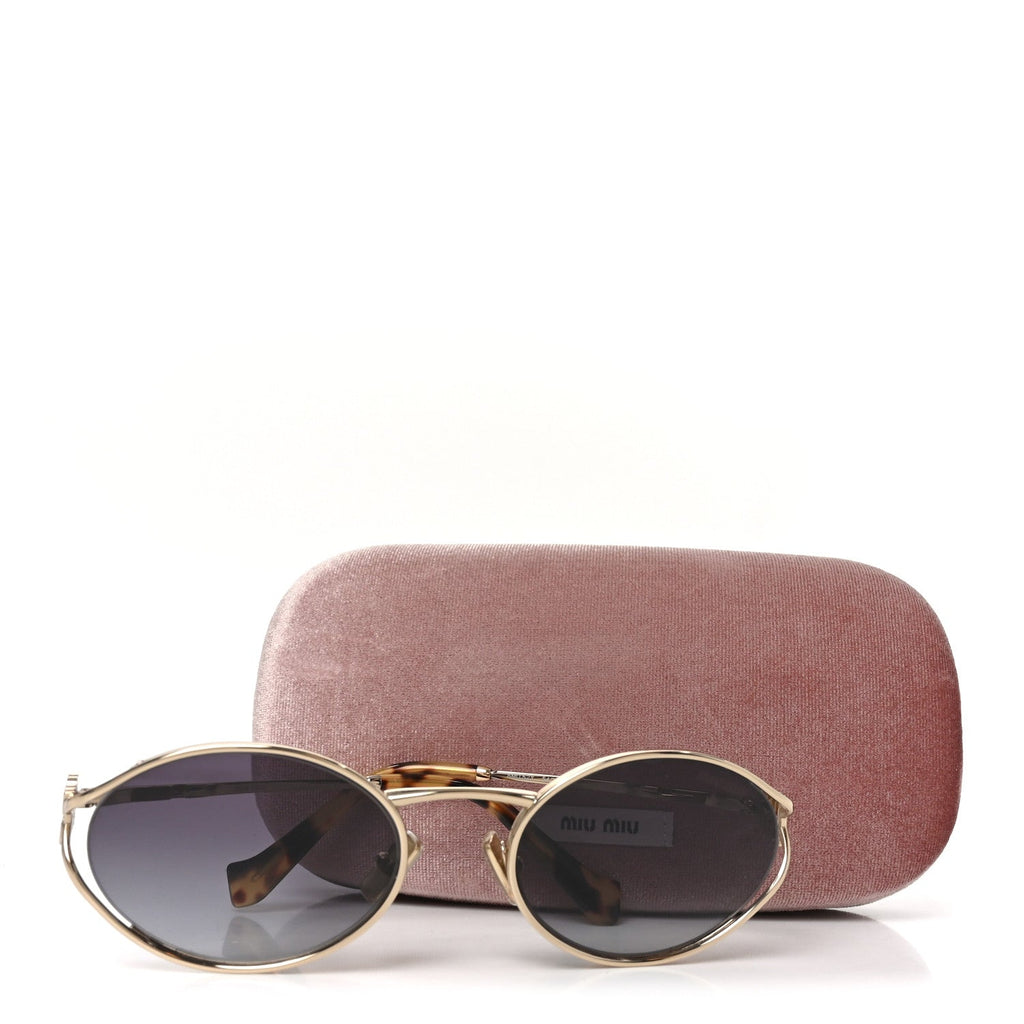 Metal Oval Sunglasses SMU52Y Black Silver