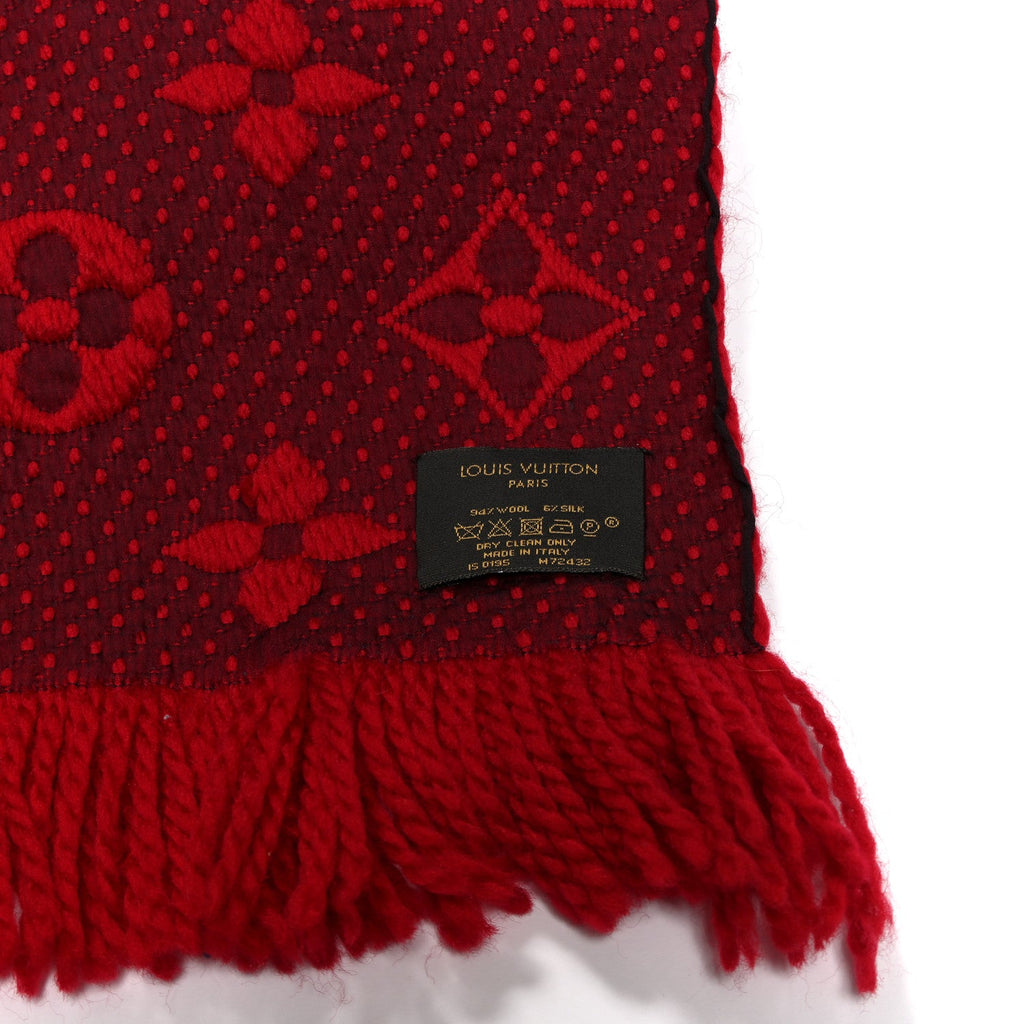 Wool Silk Logomania Scarf Rubis