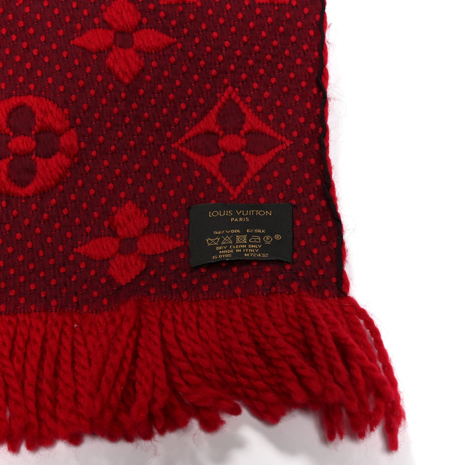 Wool Silk Logomania Scarf Rubis