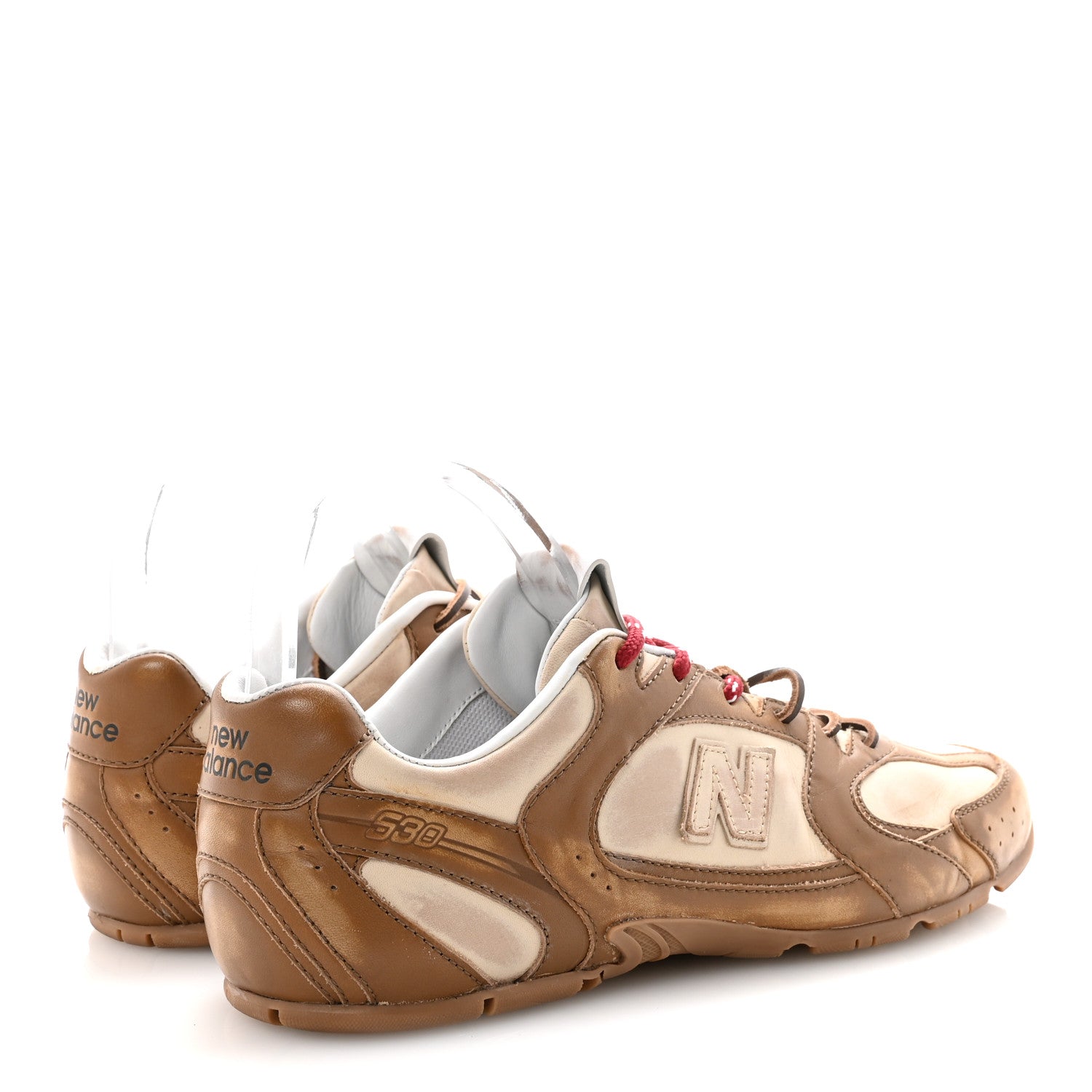X NEW BALANCE Bleached Calfskin 530 SL Sneakers 41 Cinnamon Travertine Gray