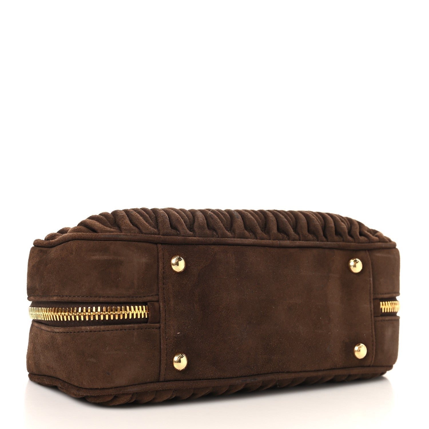 Suede Matelasse Large Arcadie Top Handle Bag Cocoa Brown
