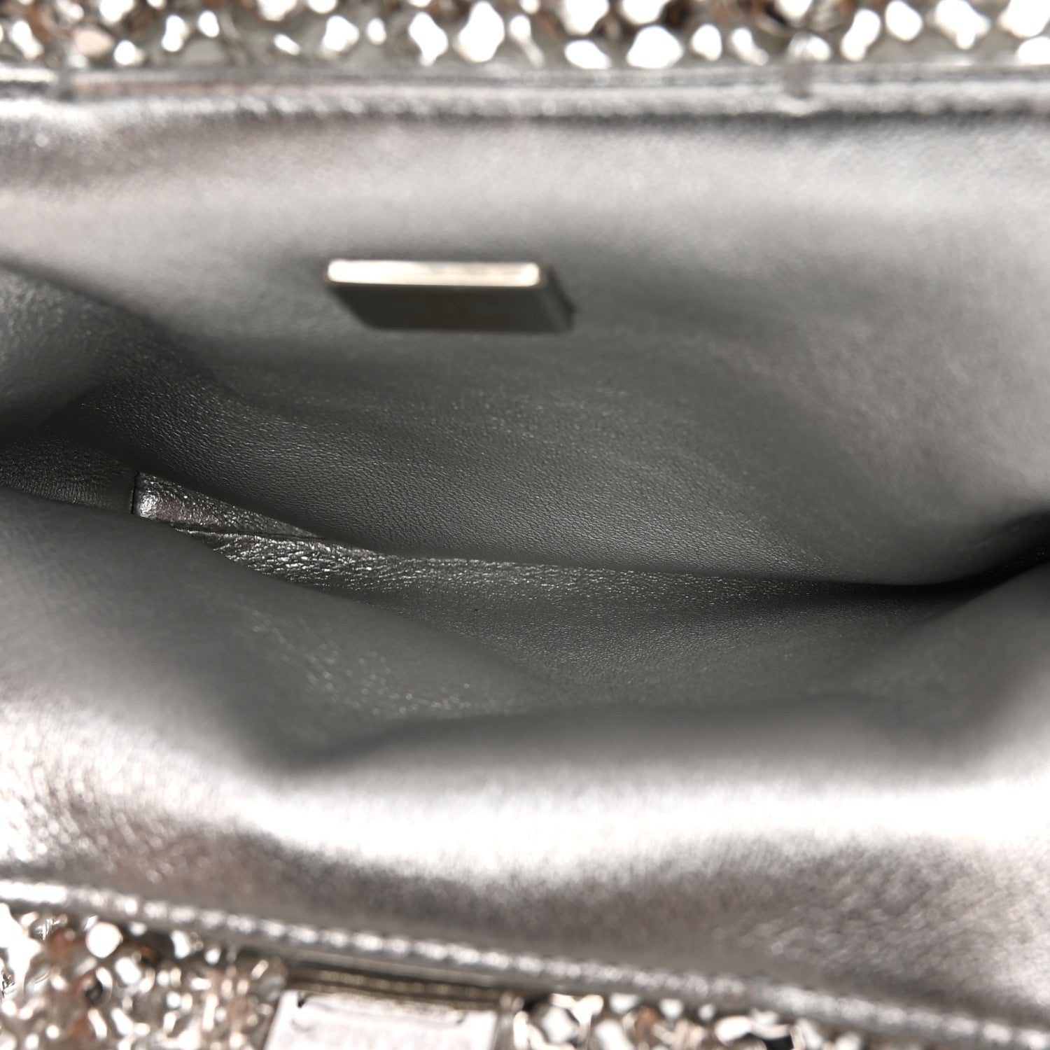 Crystal Embellished Metallic Lambskin Mini Chanel 22 Silver