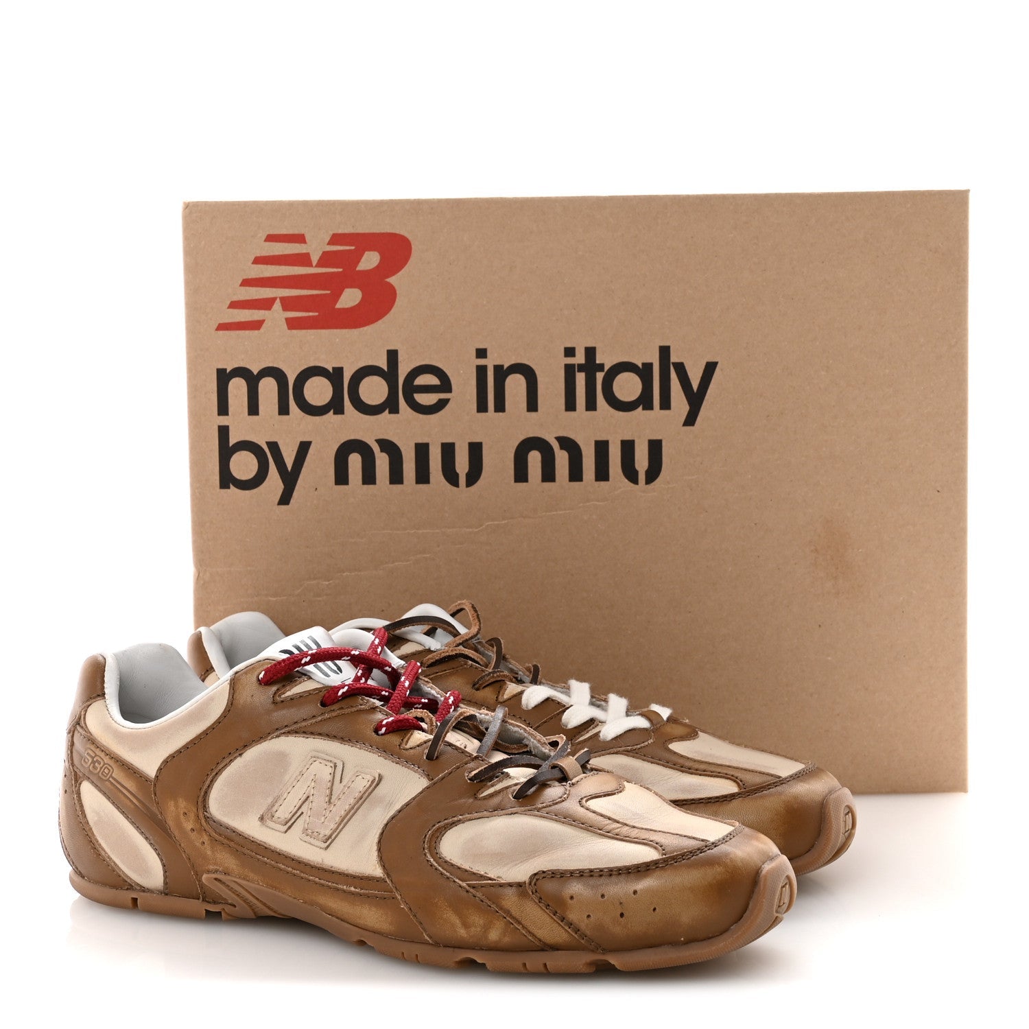 X NEW BALANCE Bleached Calfskin 530 SL Sneakers 41 Cinnamon Travertine Gray