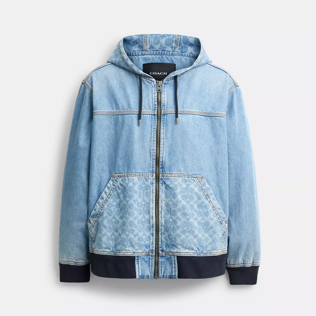Coach Outlet Signature Denim Zip Jacket