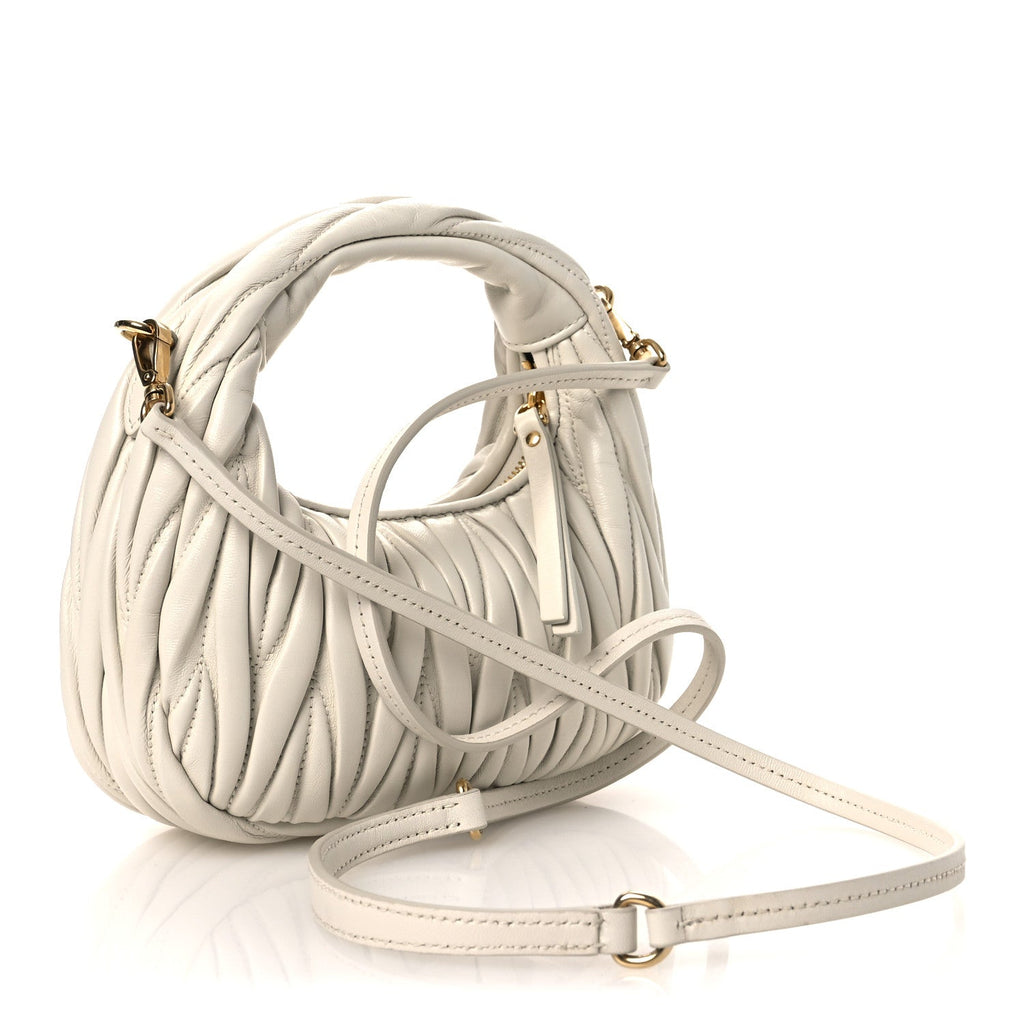 Nappa Matelasse Small Wander Hobo White