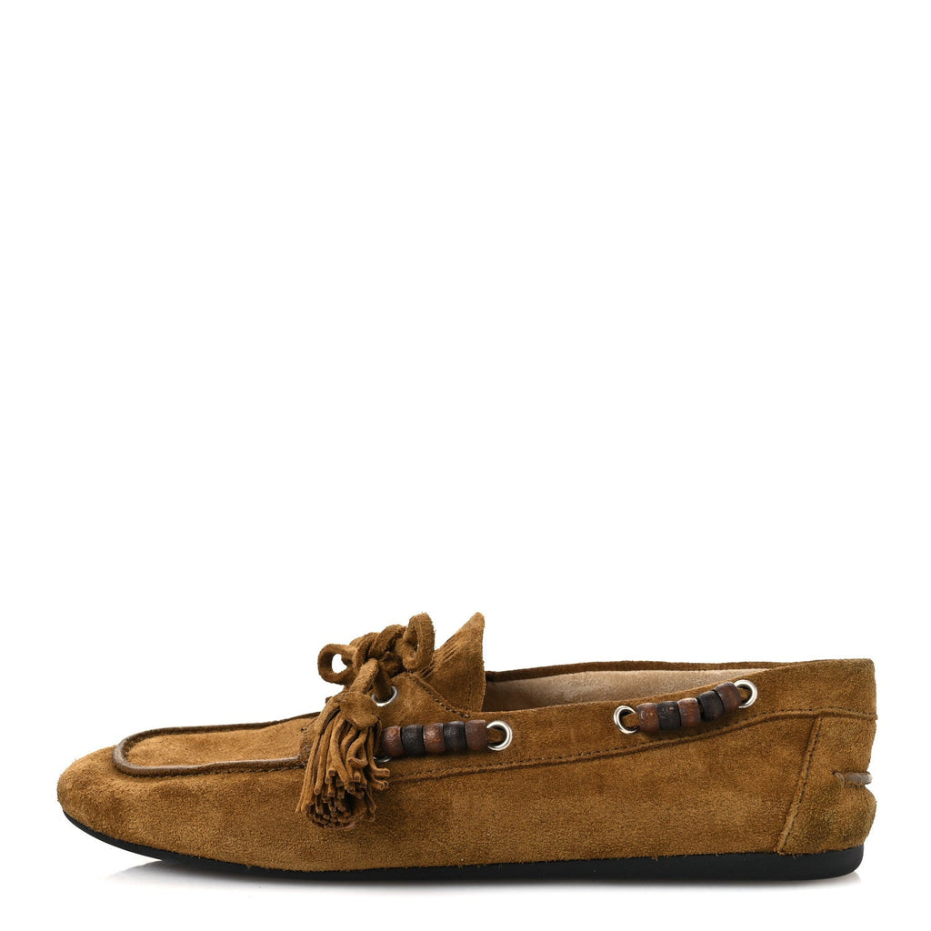 Suede Tassel Loafers 39 Olive Green
