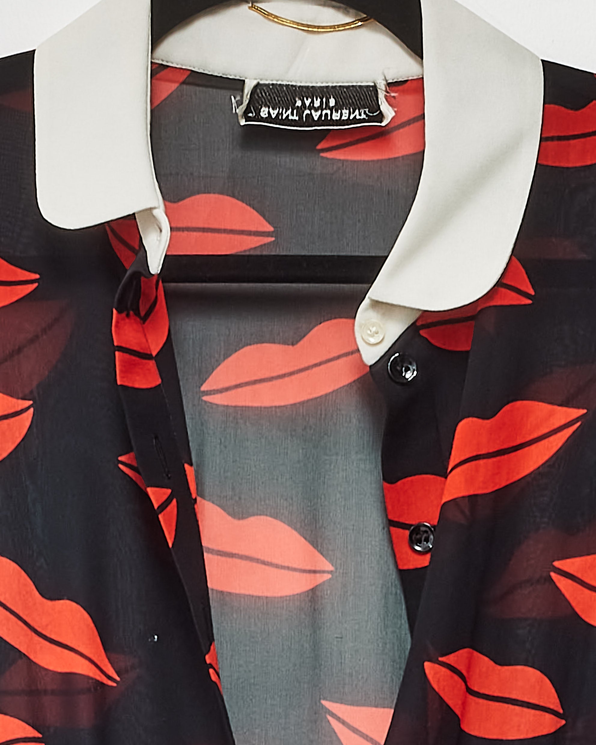 Saint Laurent Red/Black Kiss Silk Cocktail Dress - 38F